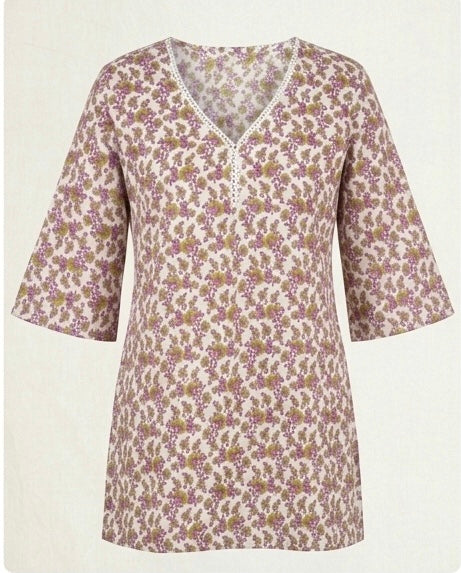 Pastel Floral Print Cotton Casual Top