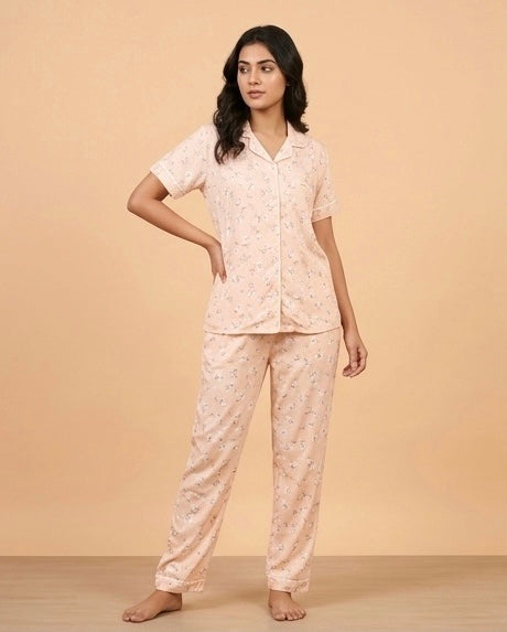 Elegant Floral Print Cotton Nightwear Set for Women | night suit for women & girls