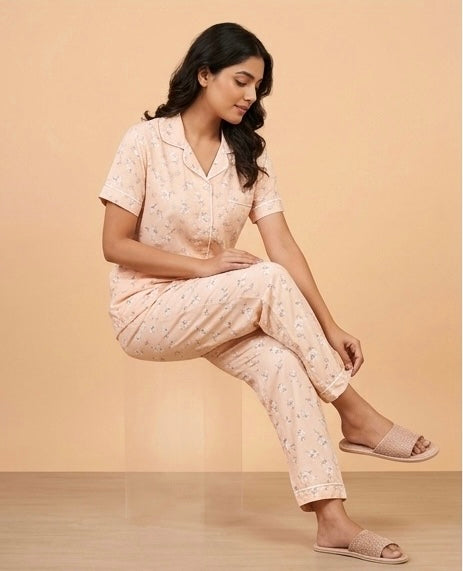 Elegant Floral Print Cotton Nightwear Set for Women | night suit for women & girls