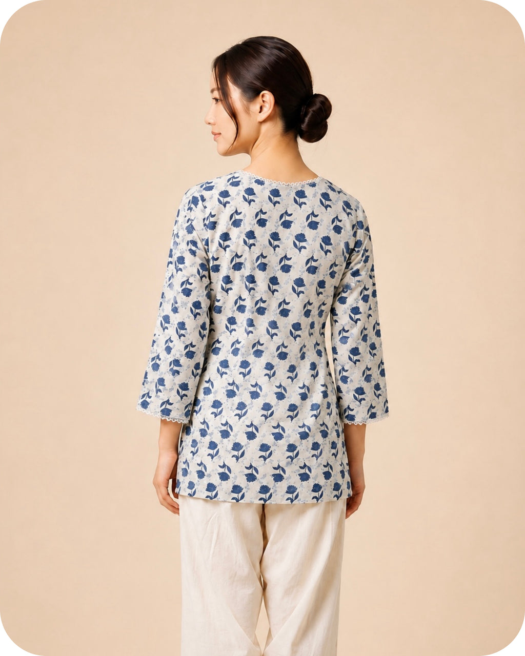 Classic Blue & Ivory Ethnic Kurti