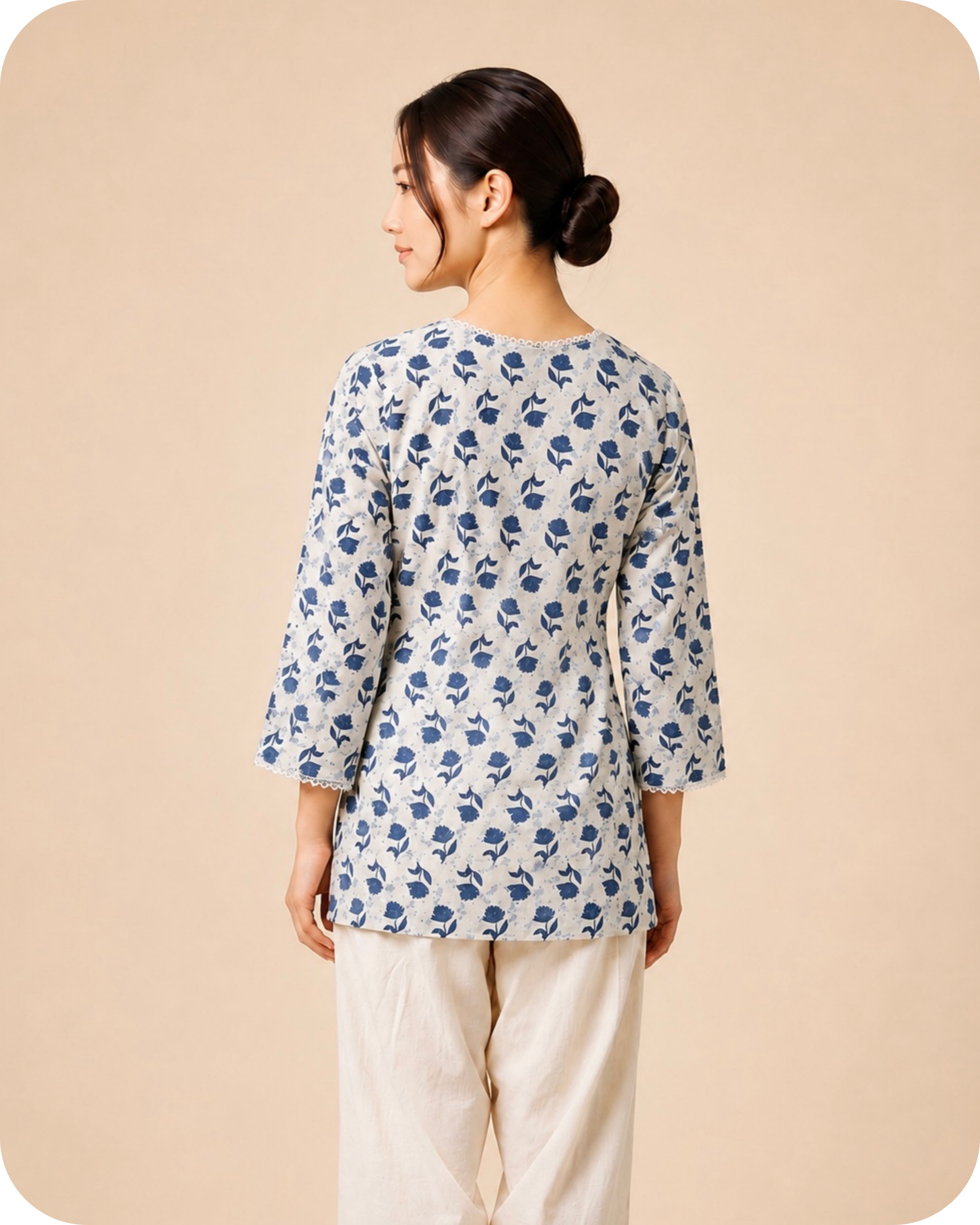 Classic Blue & Ivory Ethnic Kurti