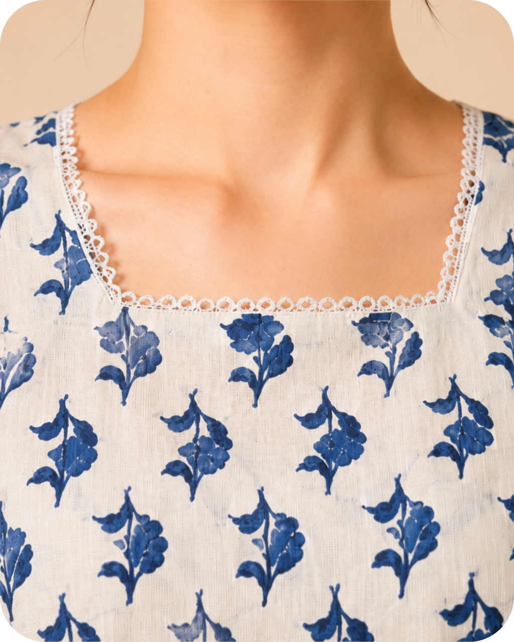Classic Blue & Ivory Ethnic Kurti