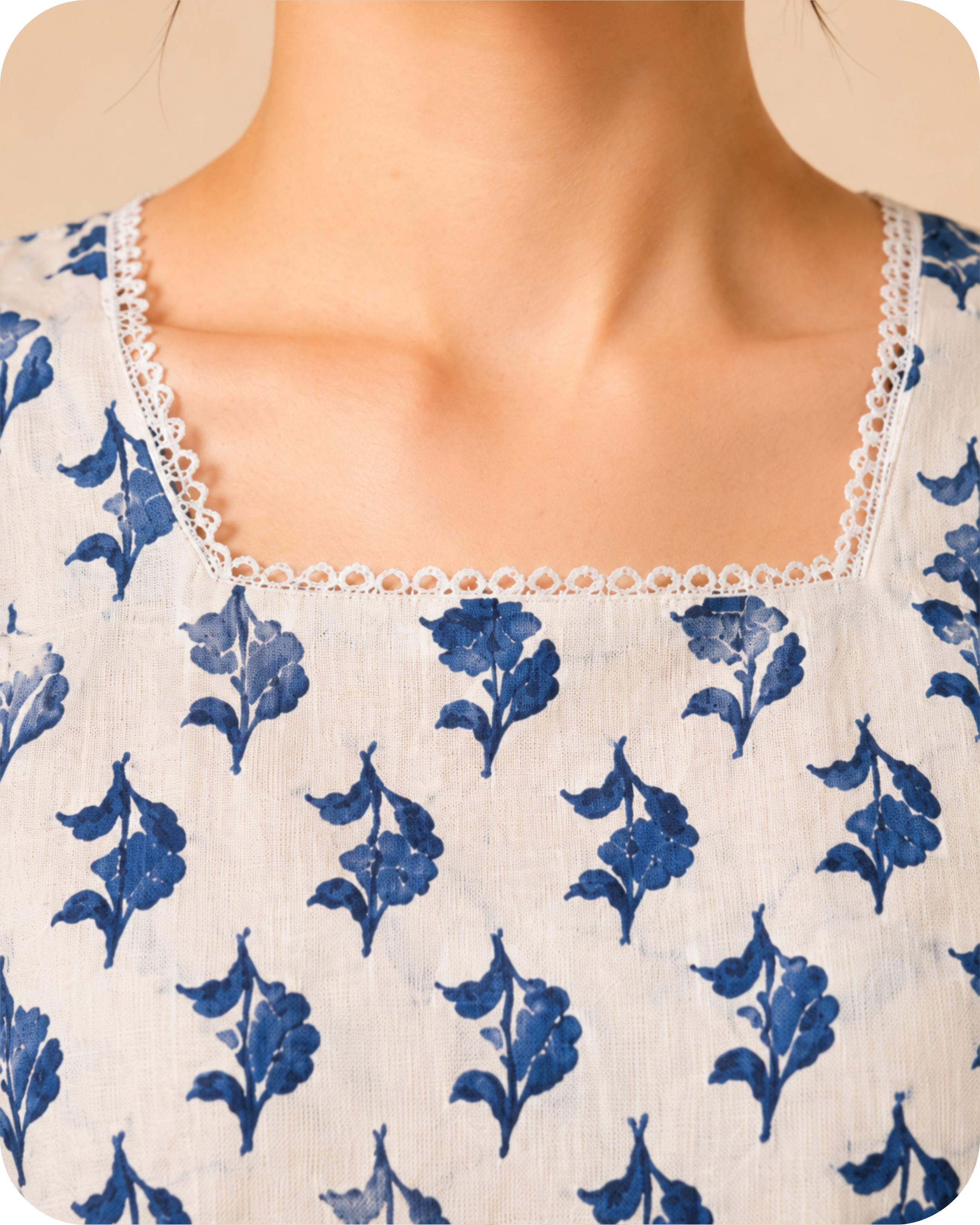 Classic Blue & Ivory Ethnic Kurti