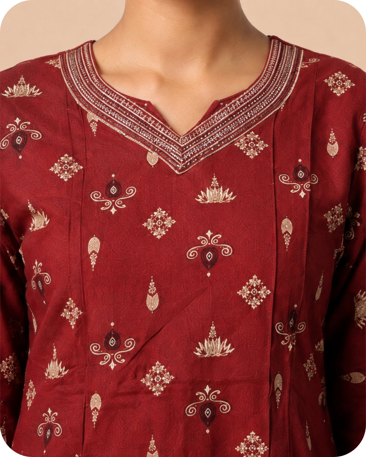Elegant Maroon Ethnic Printed Kurti for Women