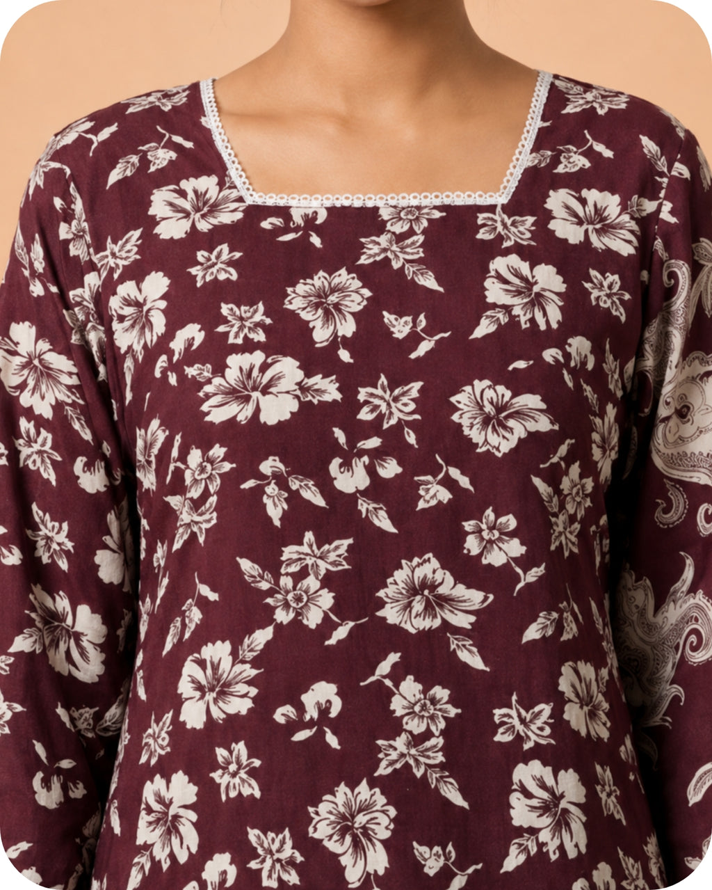 Elegant Maroon Floral Print Kurti for Women