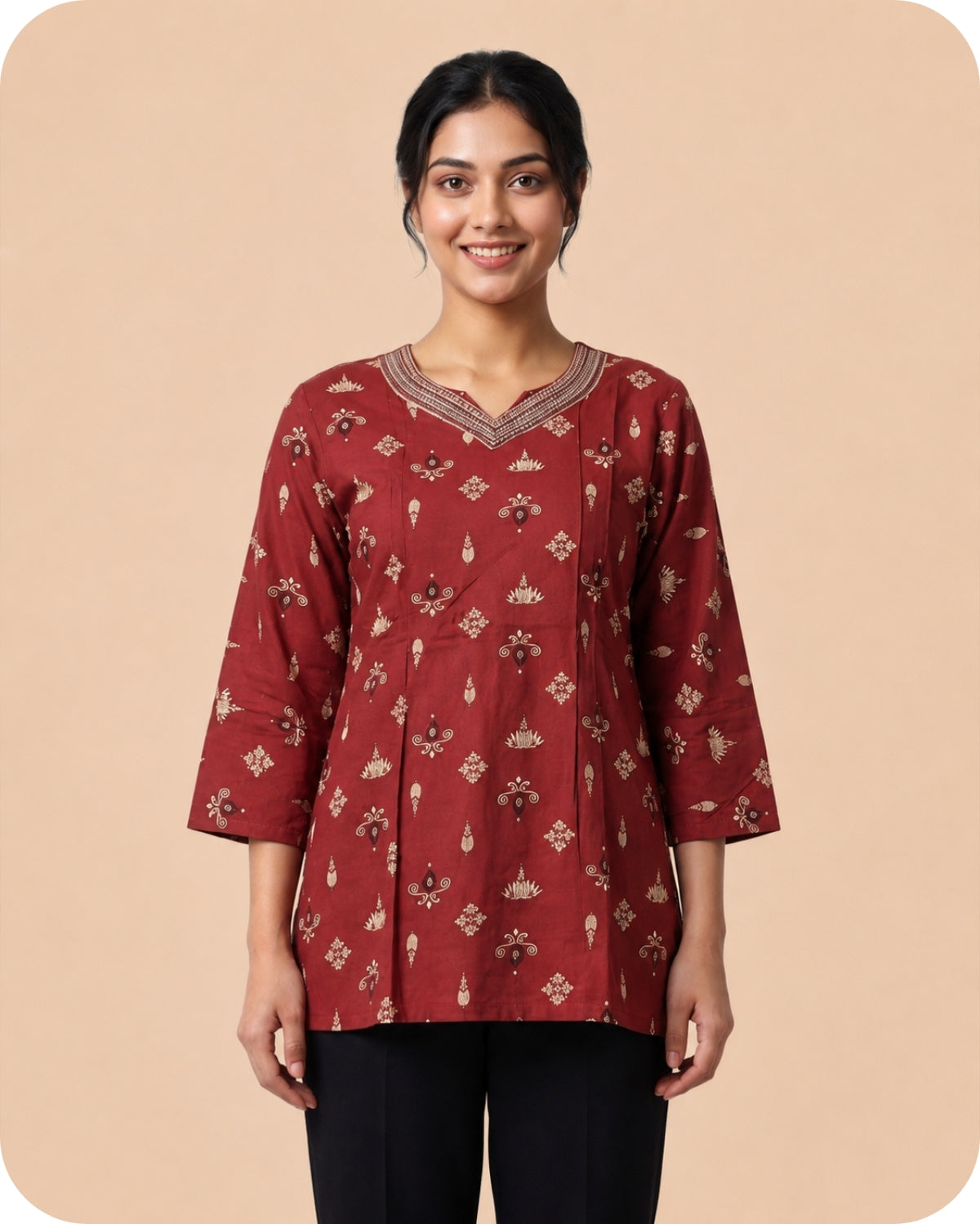 Elegant Maroon Ethnic Printed Kurti for Women