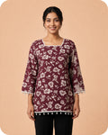 Elegant Maroon Floral Print Kurti for Women