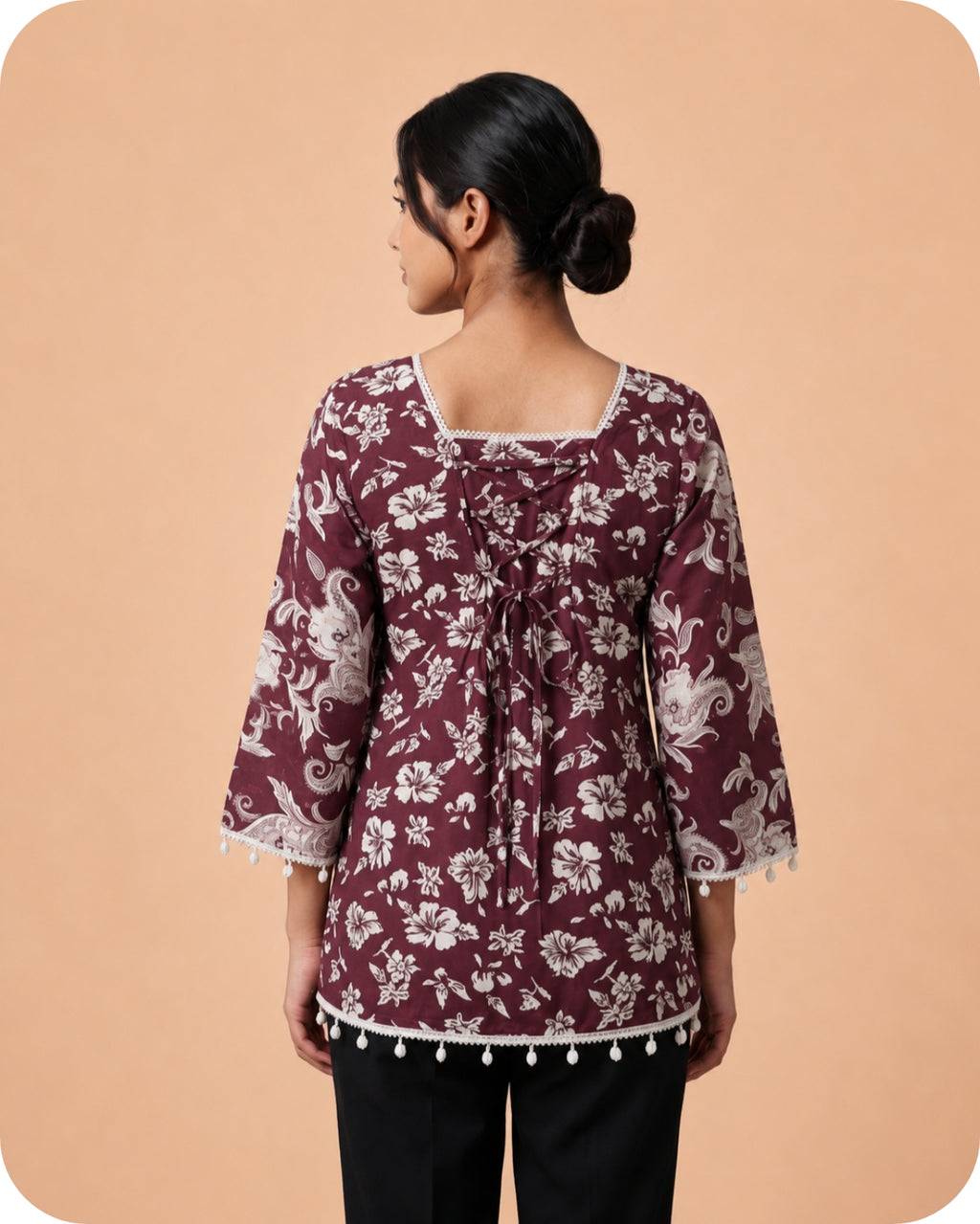 Elegant Maroon Floral Print Kurti for Women